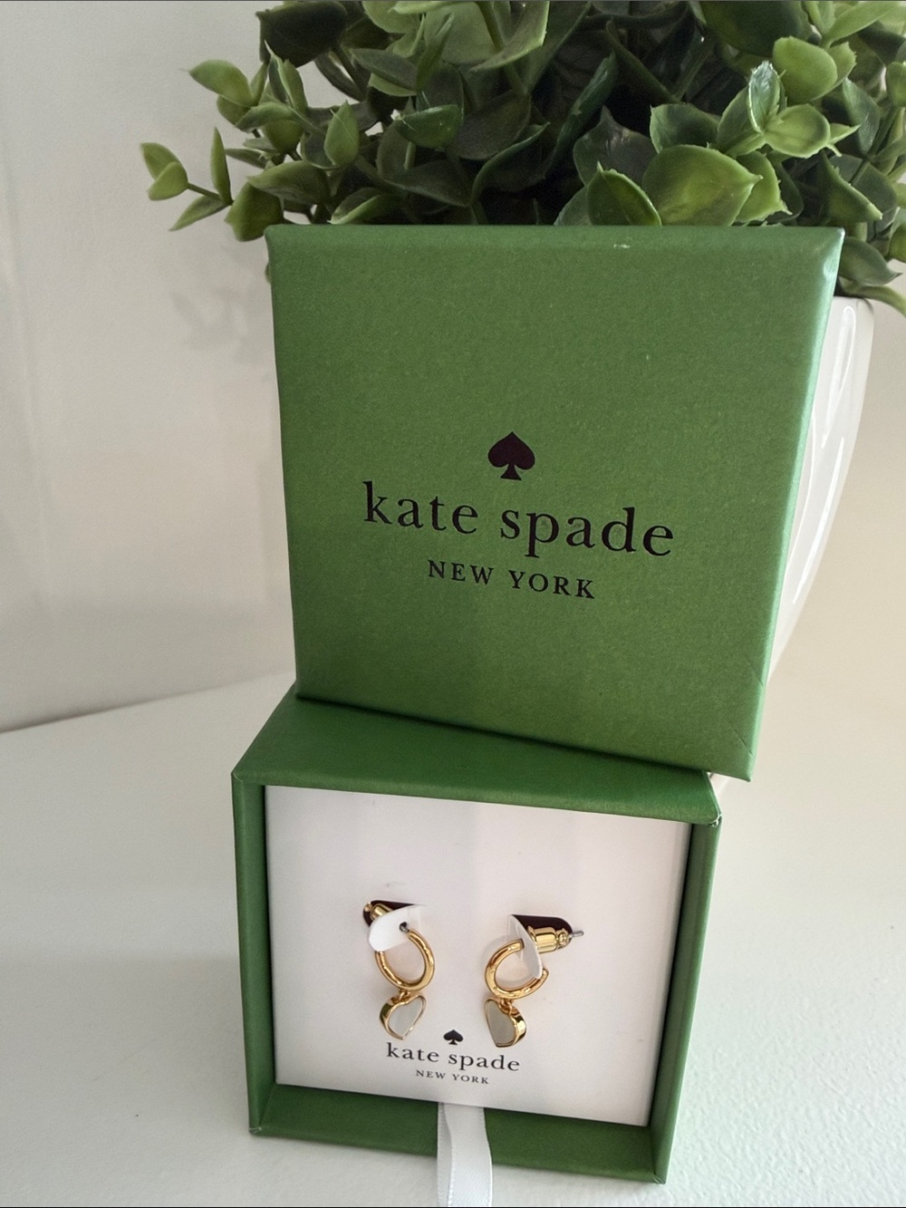 kate spade Gold and White Pearl Motif Drop Earrings
